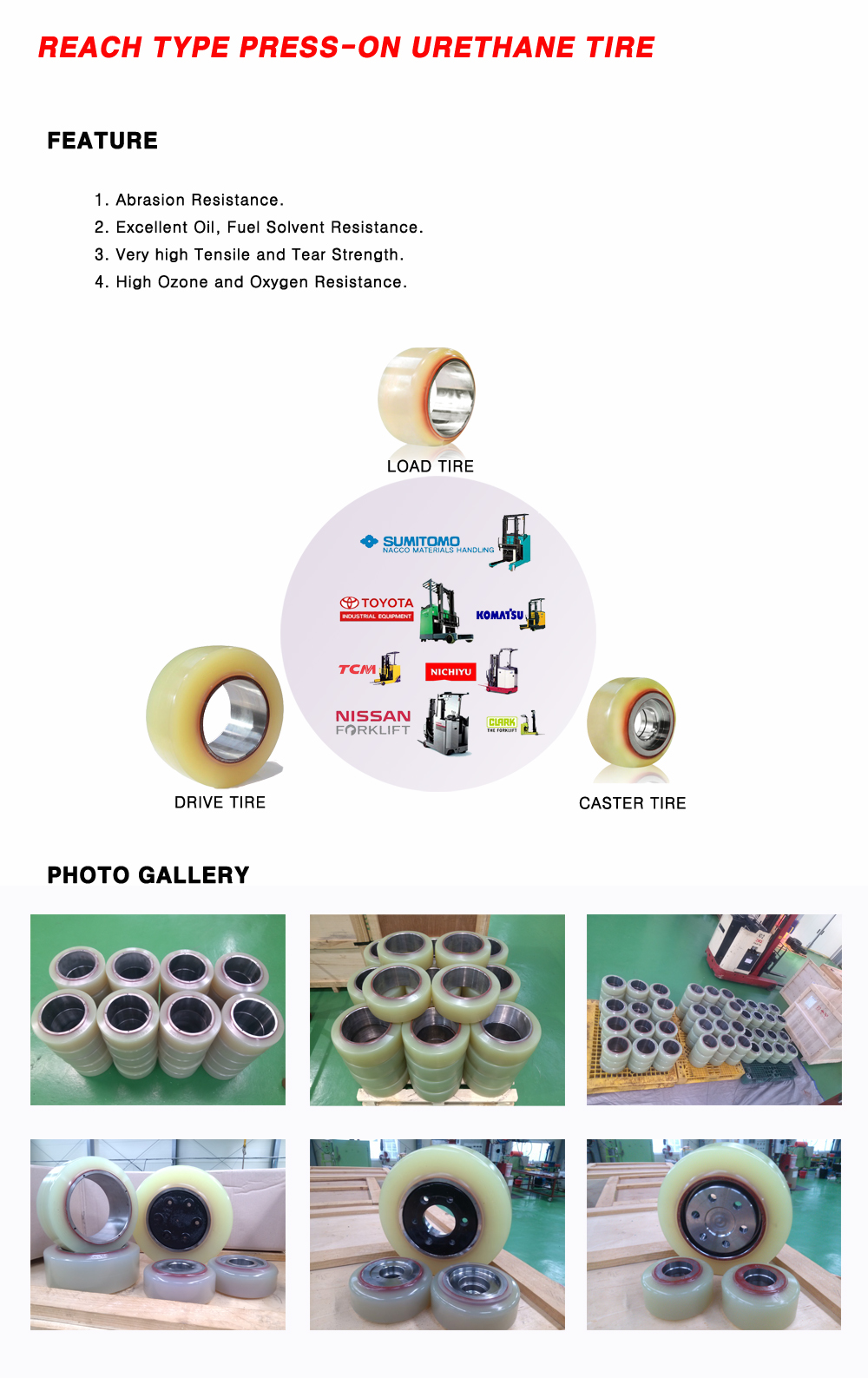 reach truck forklift urethane tyre 1